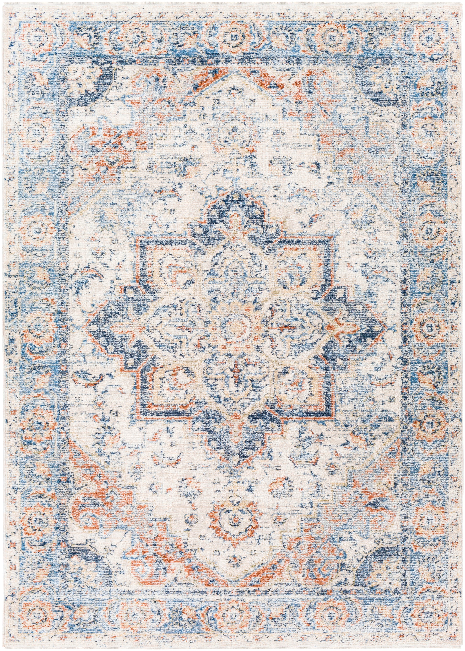 Surya Amore Amo-2301 Navy, Denim, Burnt Orange, Light Gray Area Rug