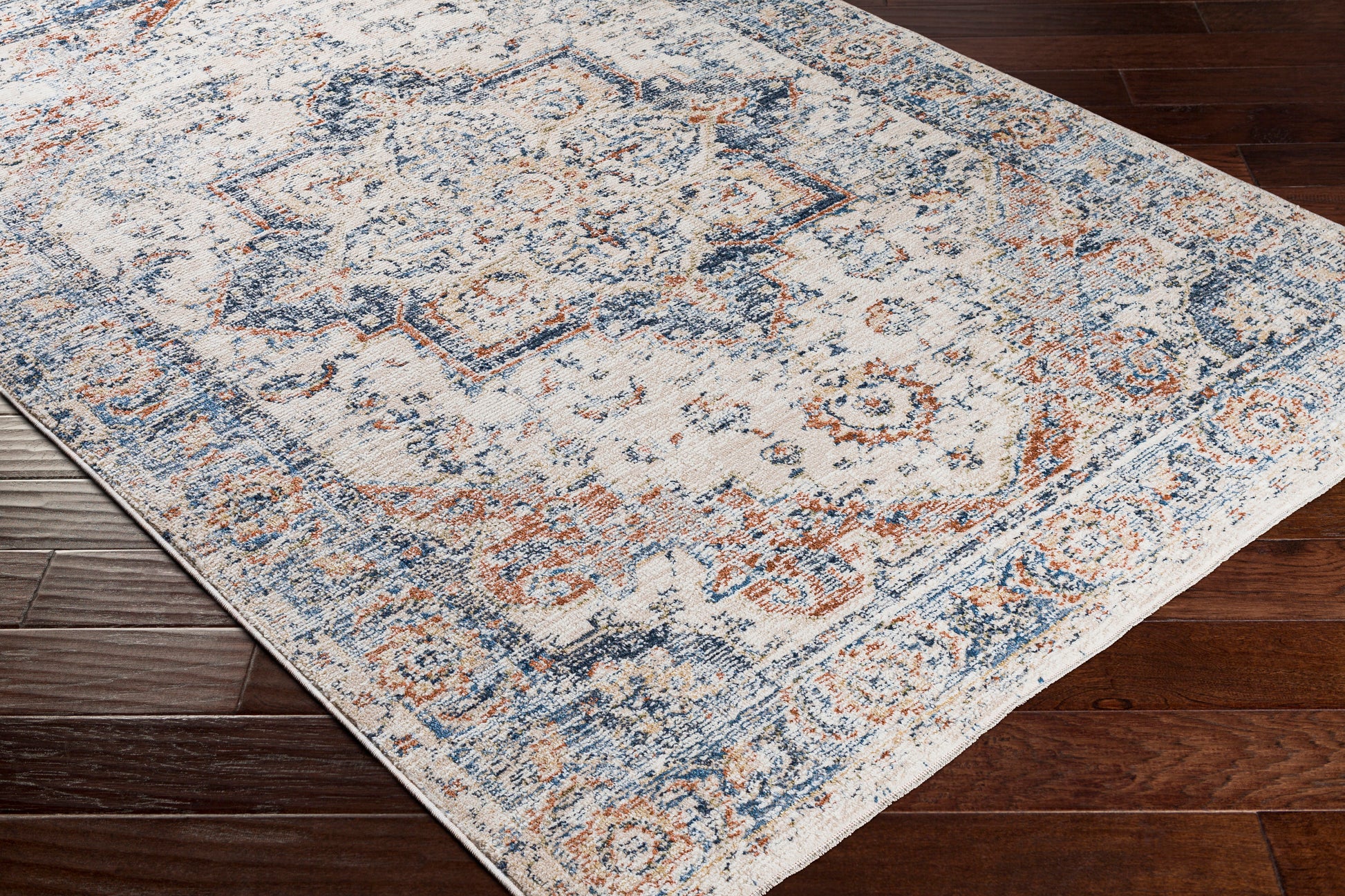 Surya Amore Amo-2301 Navy, Denim, Burnt Orange, Light Gray Area Rug