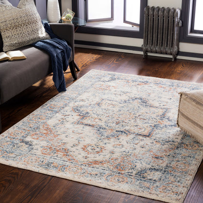 Surya Amore Amo-2301 Navy, Denim, Burnt Orange, Light Gray Area Rug