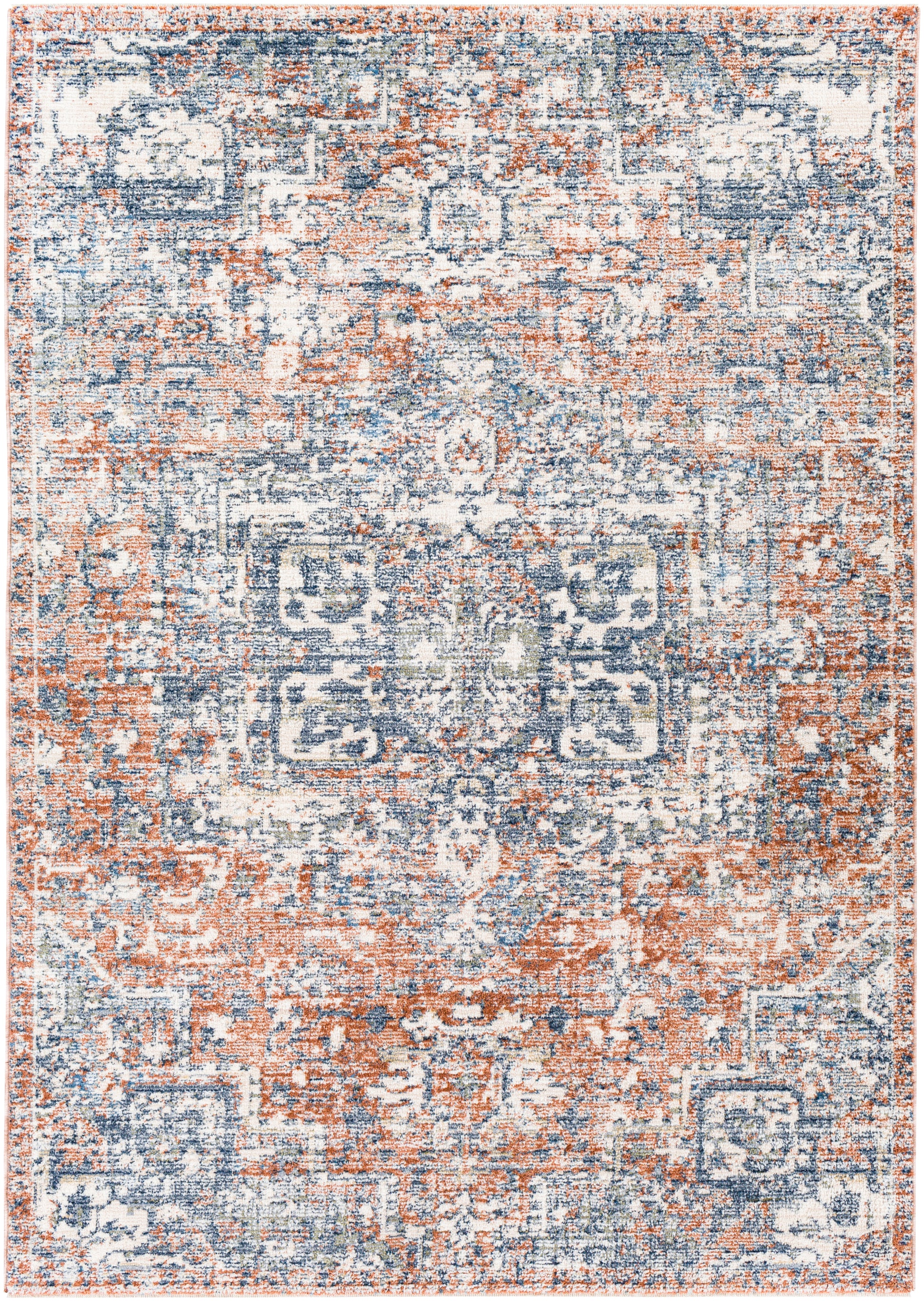 Surya Amore Amo-2303 Navy, Denim, Medium Gray, Burnt Orange Area Rug