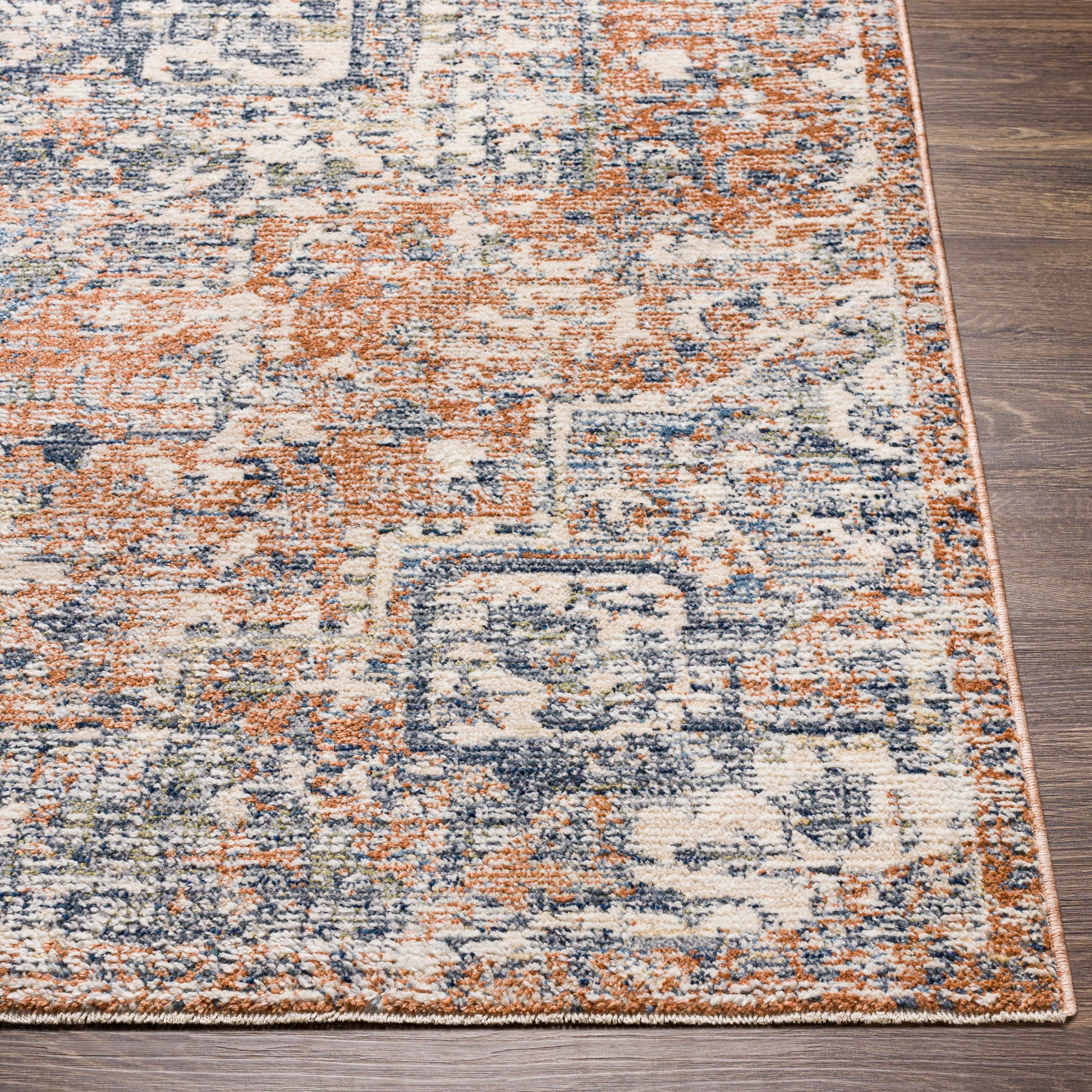 Surya Amore Amo-2303 Navy, Denim, Medium Gray, Burnt Orange Area Rug