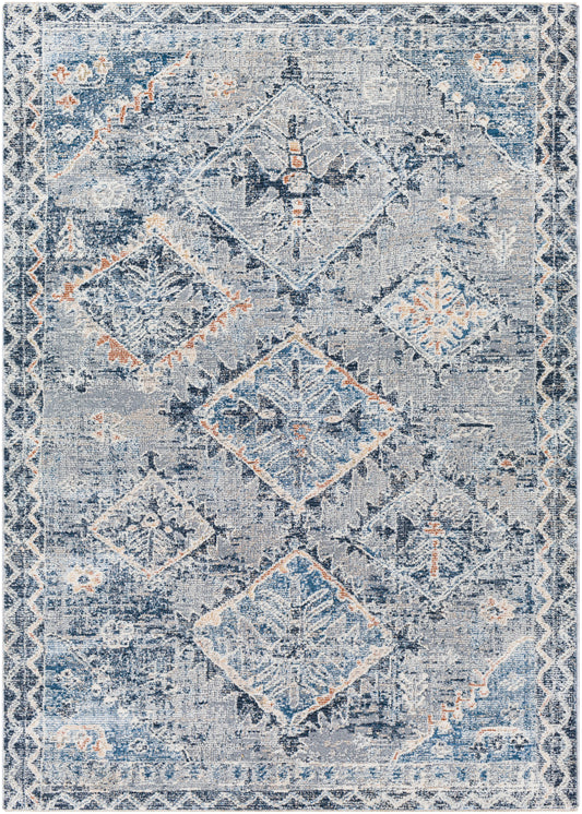 Surya Amore Amo-2308 Navy, Denim, Medium Gray, Burnt Orange Area Rug