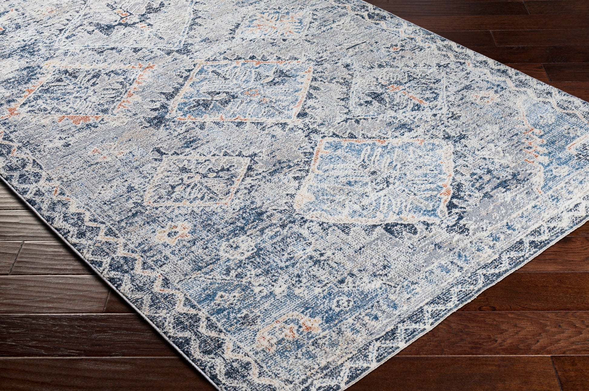 Surya Amore Amo-2308 Navy, Denim, Medium Gray, Burnt Orange Area Rug