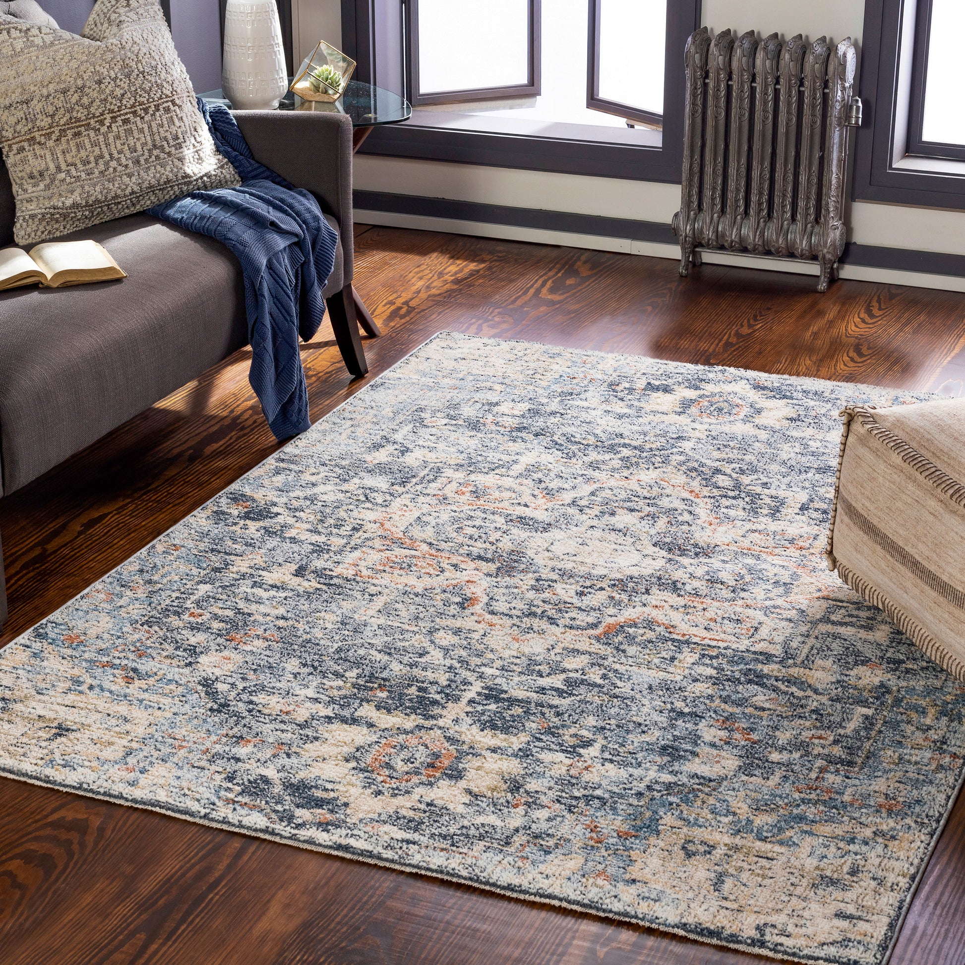 Surya Amore Amo-2310 Navy, Denim, Burnt Orange, Taupe Area Rug