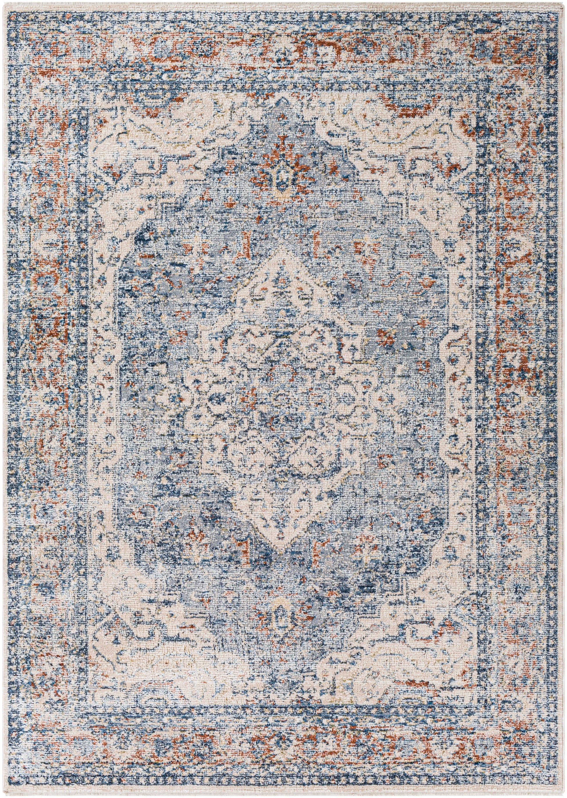 Surya Amore Amo-2312 Navy, Denim, Medium Gray, Burnt Orange Area Rug