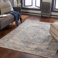 Surya Amore Amo-2312 Navy, Denim, Medium Gray, Burnt Orange Area Rug