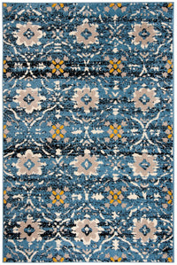 Safavieh Amsterdam Ams113M Blue / Creme Damask Area Rug