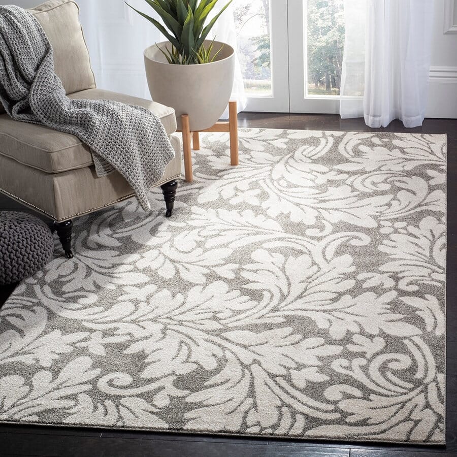 Safavieh Amherst Amt425R Dark Grey / Beige Floral / Country Area Rug