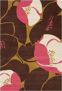 Chandra Amy Butler Amy13215 Brown / Tan / Cream / Pink Floral / Country Area Rug