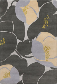 Chandra Amy Butler Amy13220 Grey / Dark / Grey / Olive Green / Cream Floral / Country Area Rug