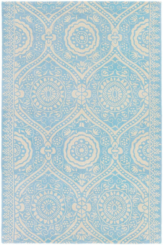 Chandra Amy Butler Amy13226 Blue / Off White Damask Area Rug