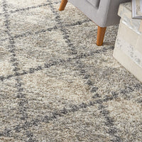 Nourison Oslo Shag Osl01 Ivory / Grey Moroccan Area Rug