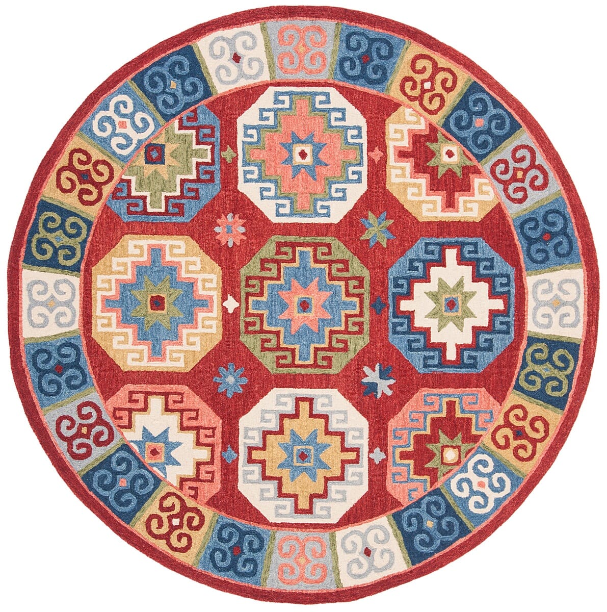 Safavieh Aspen Apn802Q Red / Blue Southwestern Area Rug