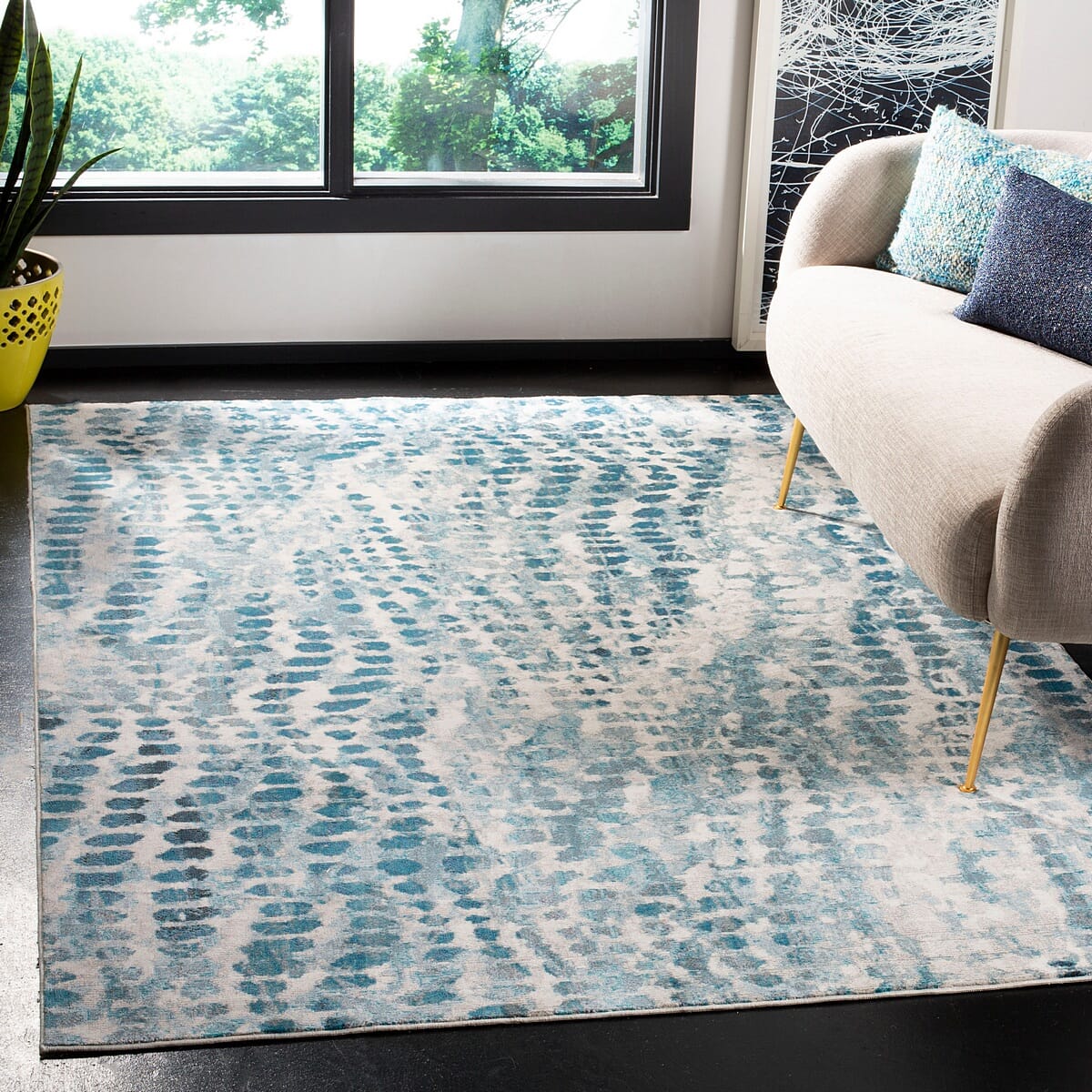 Safavieh Aria Ara121A Cream / Teal Geometric Area Rug