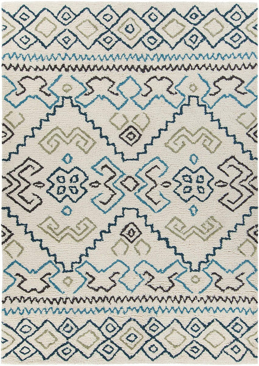 Chandra Arcon Arc33701 Cream / Grey / Blue / Black Southwestern Area Rug