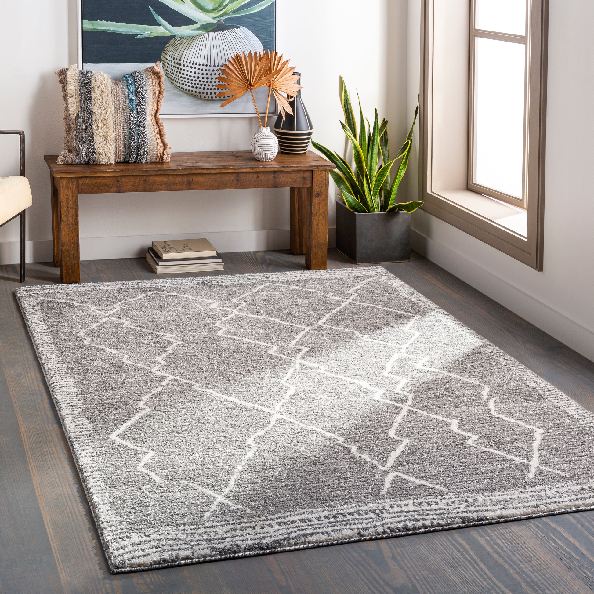 Surya Andorra Ard-2309 Medium Gray, Charcoal, White Area Rug