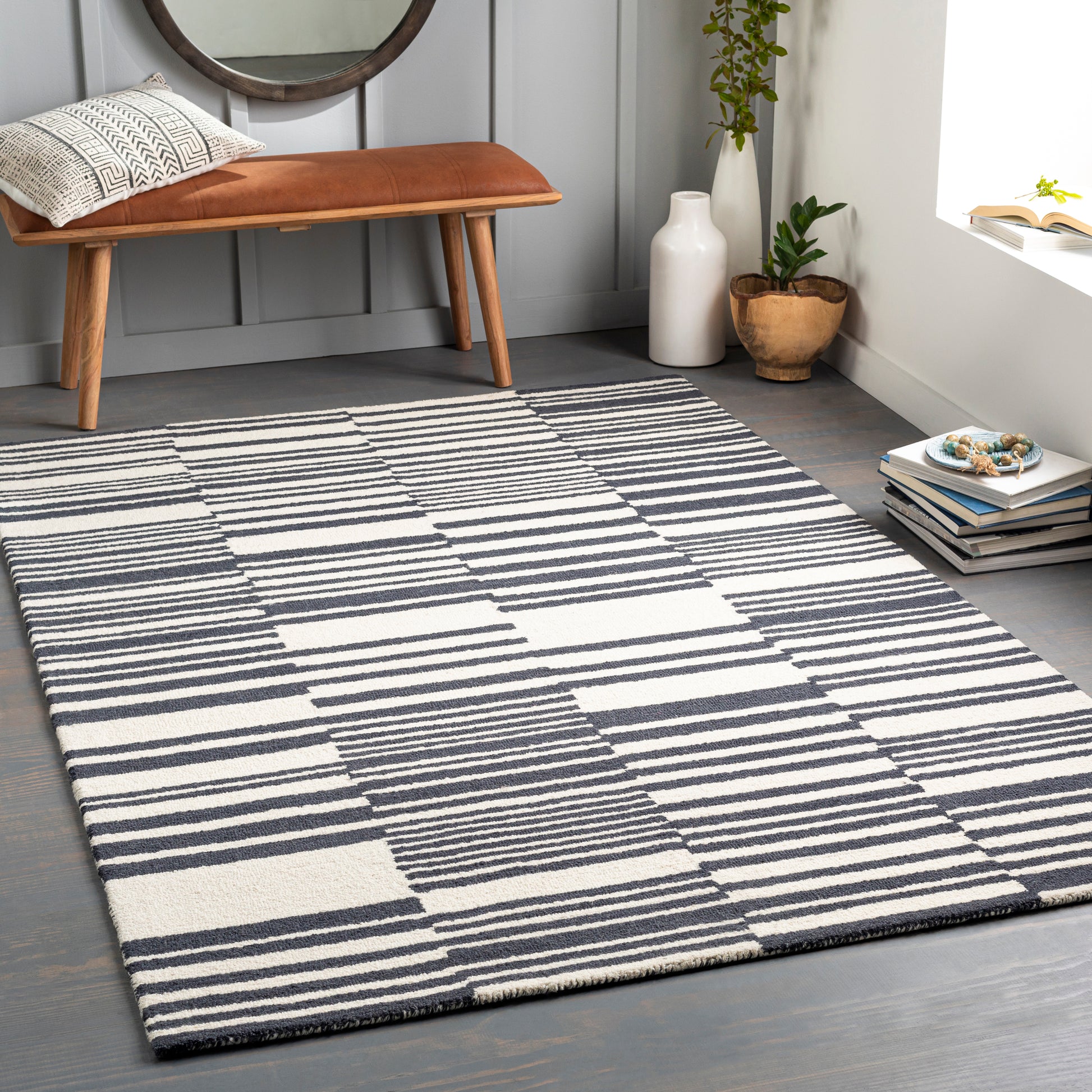 Surya Arsenal Arl-2303 Charcoal, Cream Area Rug