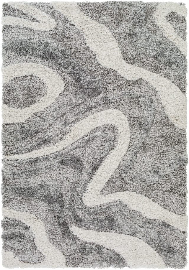 Surya Alta Shag Asg-2303 Charcoal, White, Light Gray, Medium Gray Rugs.