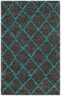 Safavieh Arizona Shag Asg742K Grey / Turquoise Geometric Area Rug