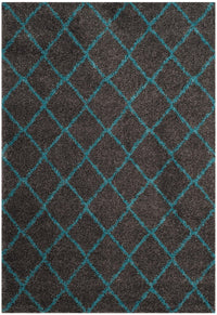 Safavieh Arizona Shag Asg742K Grey / Turquoise Geometric Area Rug