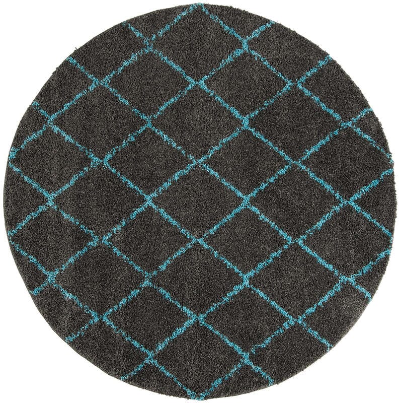 Safavieh Arizona Shag Asg742K Grey / Turquoise Geometric Area Rug