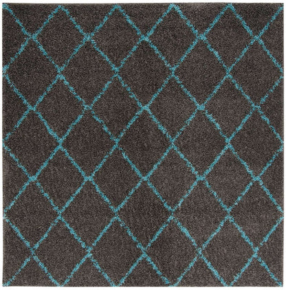 Safavieh Arizona Shag Asg742K Grey / Turquoise Geometric Area Rug