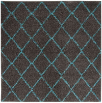 Safavieh Arizona Shag Asg742K Grey / Turquoise Geometric Area Rug