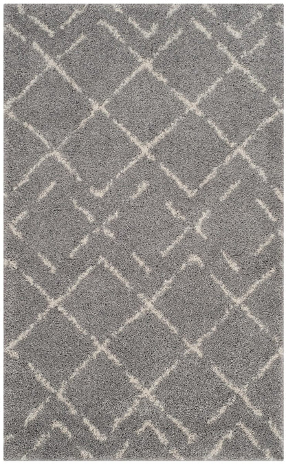 Safavieh Arizona Shag Asg743D Grey / Ivory Geometric Area Rug