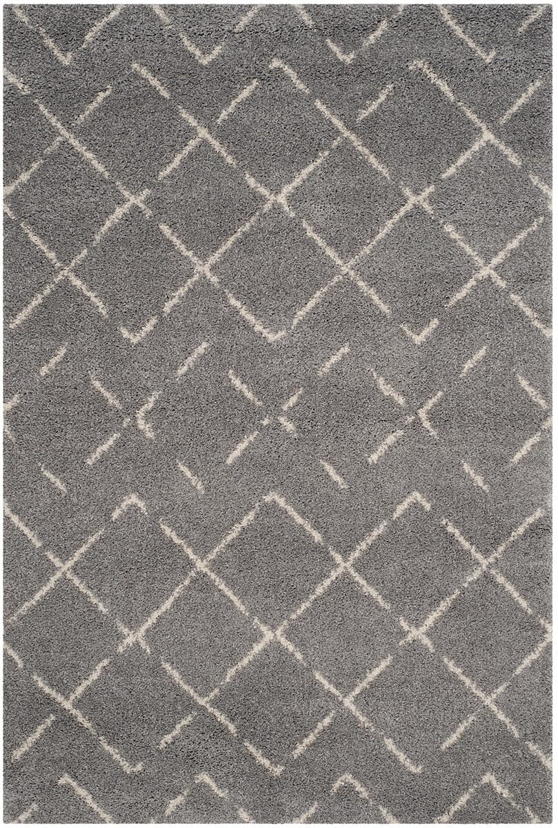 Safavieh Arizona Shag Asg743D Grey / Ivory Geometric Area Rug