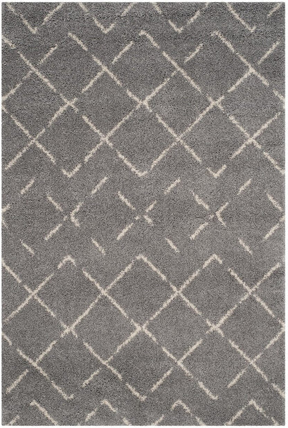 Safavieh Arizona Shag Asg743D Grey / Ivory Geometric Area Rug