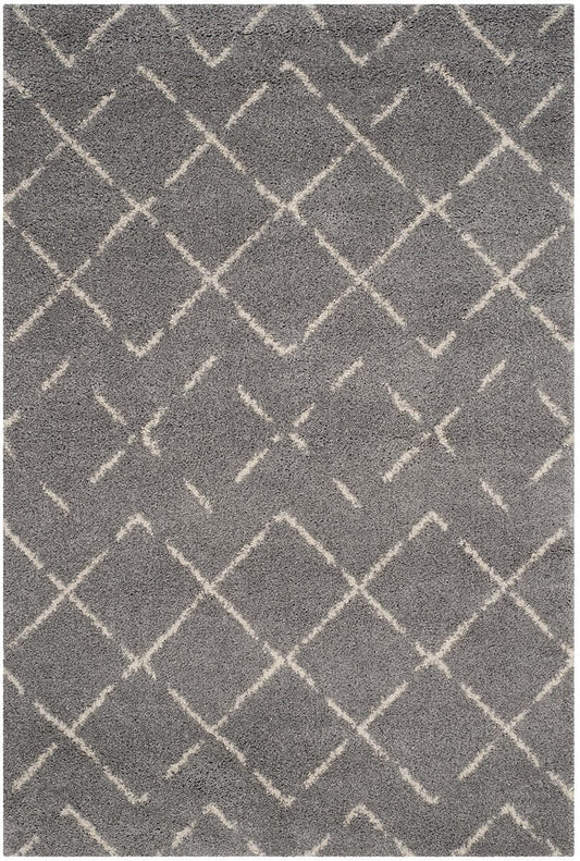 Safavieh Arizona Shag Asg743D Grey / Ivory Geometric Area Rug