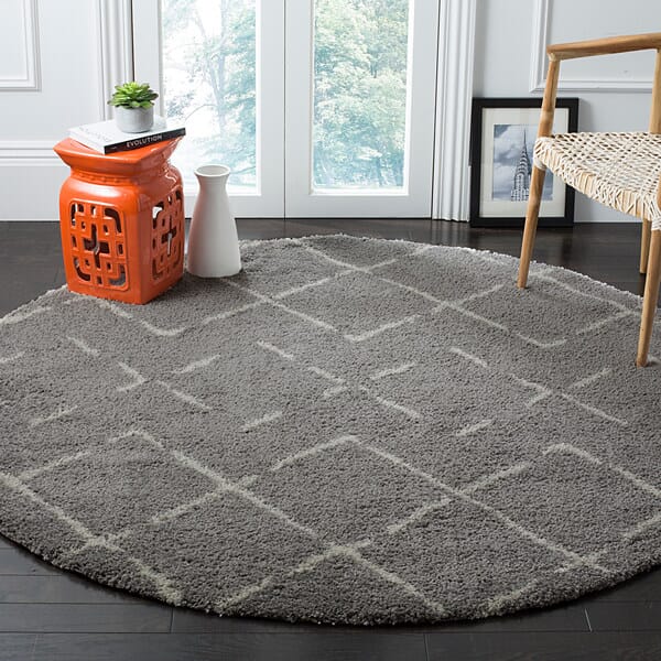 Safavieh Arizona Shag Asg743D Grey / Ivory Geometric Area Rug