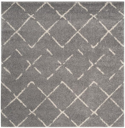 Safavieh Arizona Shag Asg743D Grey / Ivory Geometric Area Rug