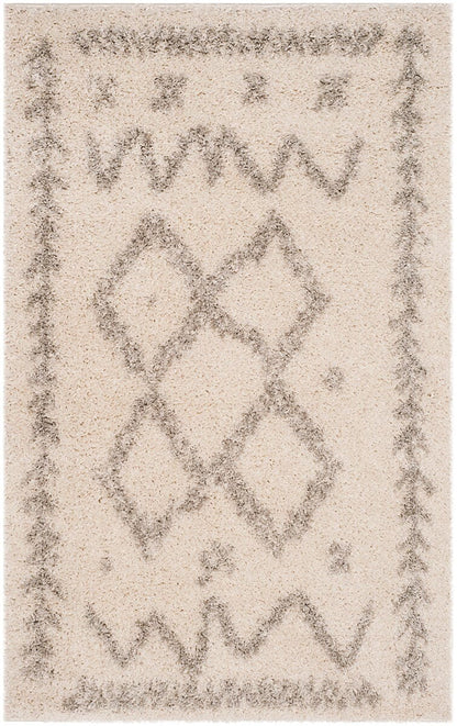 Safavieh Arizona Shag Asg749G Ivory / Grey Moroccan Area Rug