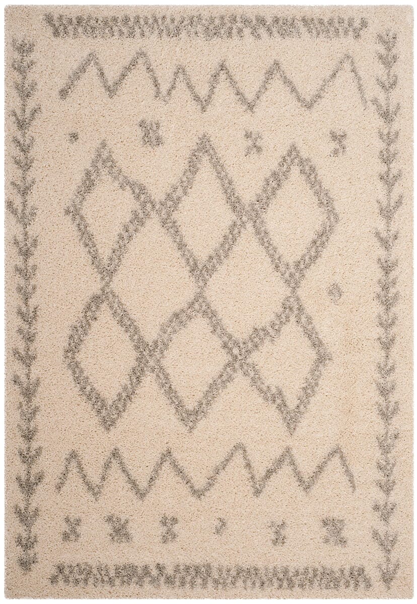 Safavieh Arizona Shag Asg749G Ivory / Grey Moroccan Area Rug