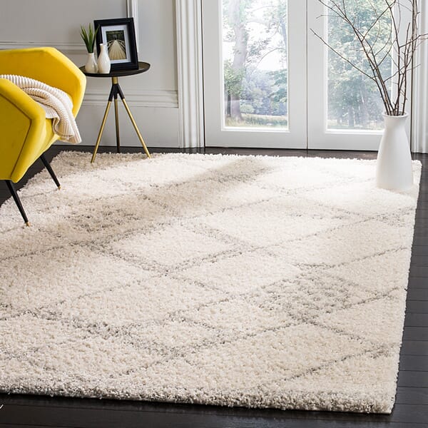 Safavieh Arizona Shag Asg751G Ivory / Grey Moroccan Area Rug