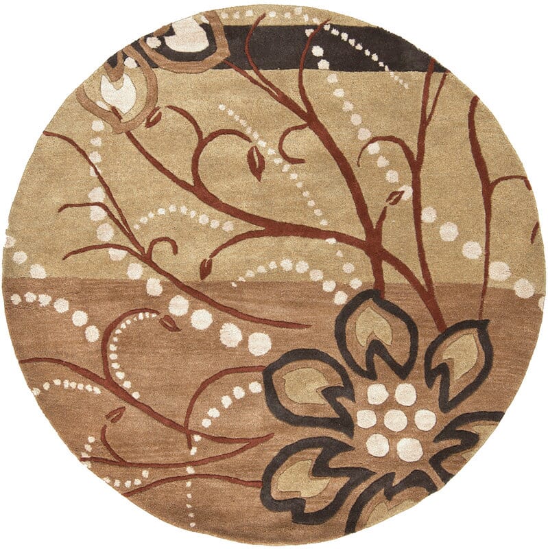 Surya Athena ath-5006 Tan / Beige / Brown / Charcoal Floral / Country Area Rug