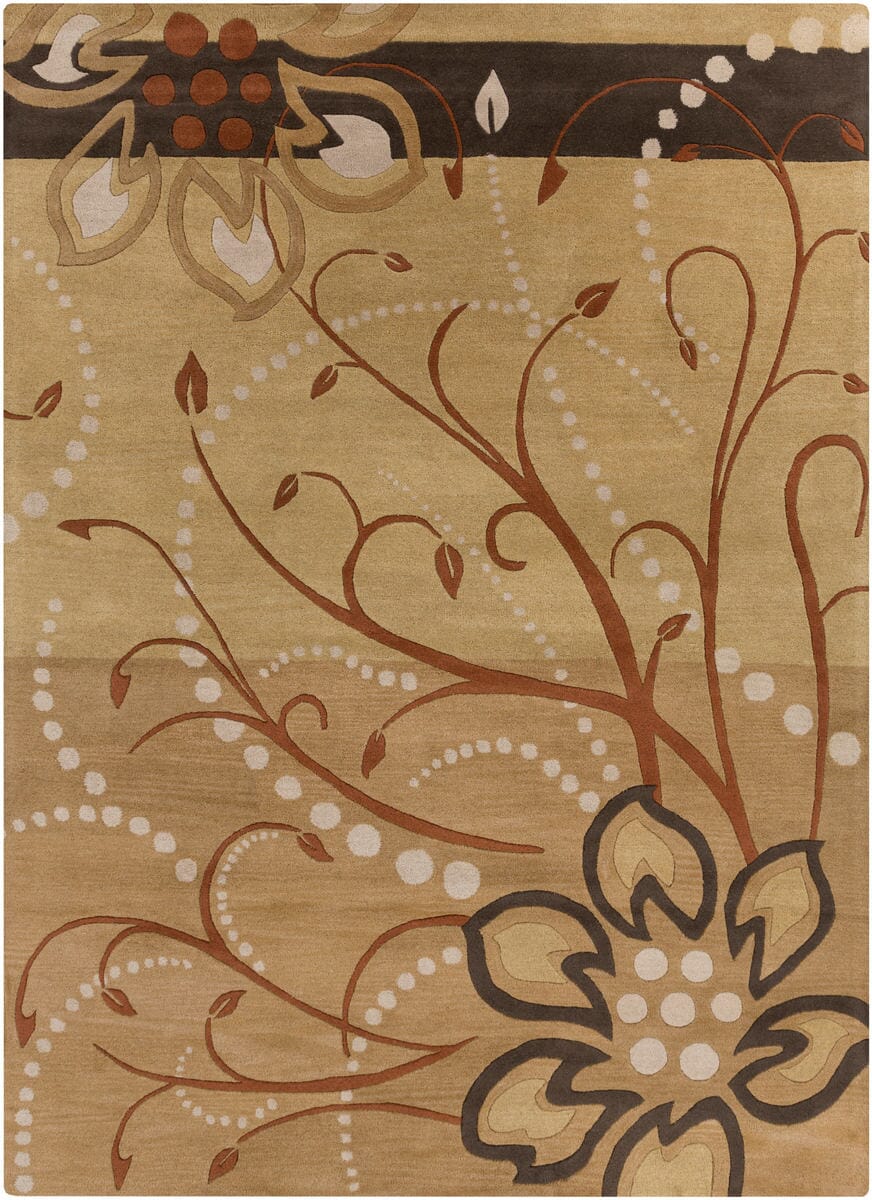 Surya Athena ath-5006 Tan / Beige / Brown / Charcoal Floral / Country Area Rug