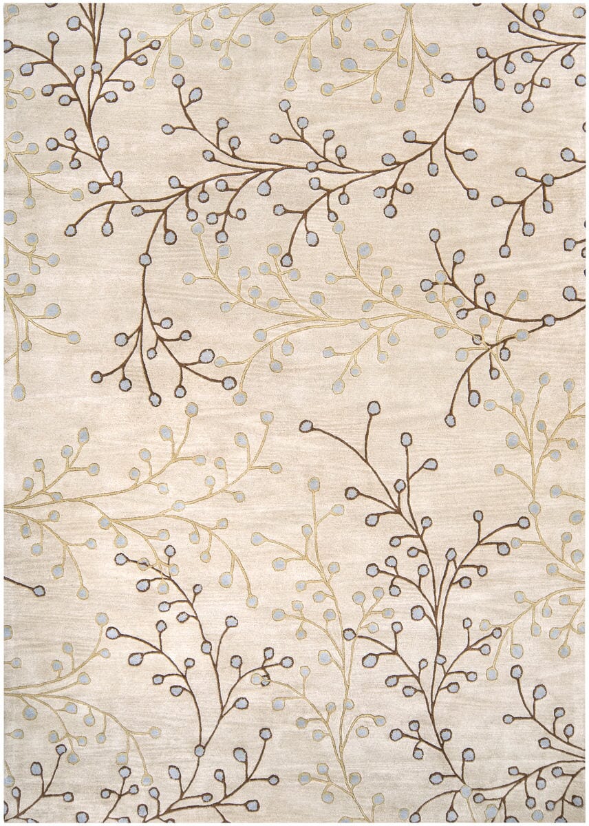 Surya Athena ath-5008 Ivory / Tan / Chocolate / Pale Blue Floral / Country Area Rug