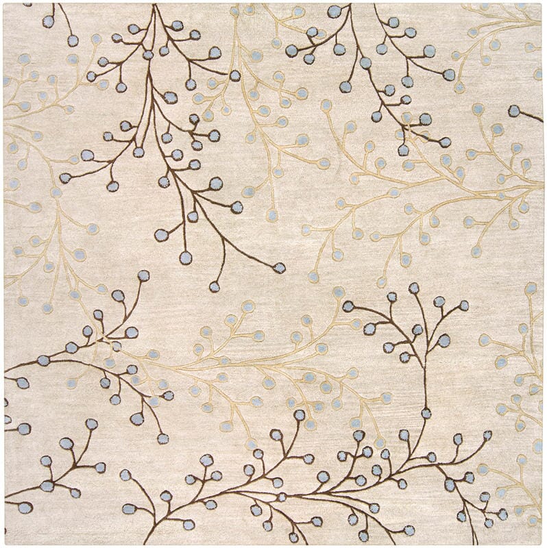 Surya Athena ath-5008 Ivory / Tan / Chocolate / Pale Blue Floral / Country Area Rug