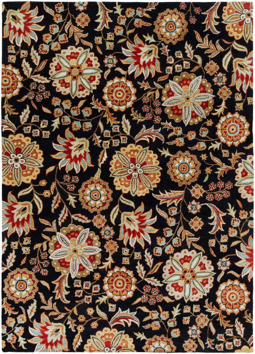 Surya Athena ath-5017 Black / Red / Gold / Rust Floral / Country Area Rug