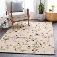 Surya Athena Ath-5116 Ivory / Lime / Navy / Slate / Taupe Floral / Country Area Rug