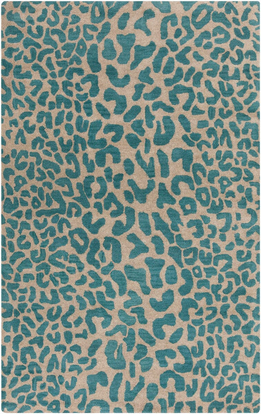 Surya Athena Ath-5120 Teal / Olive Animal Prints /Images Area Rug