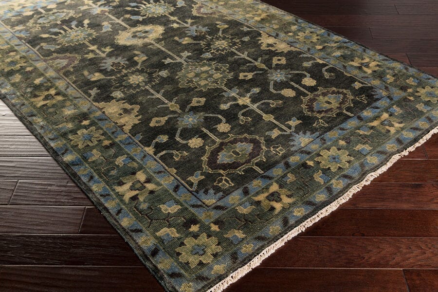 Surya Antique Atq-1008 Dark Green, Charcoal, Medium Gray Rugs.