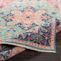 Surya Antique Atq-1015 Teal, Bright Pink, Navy, Sea Foam Area Rug