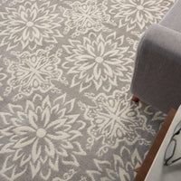 Nourison Jubilant Jub06 Ivory / Grey Damask Area Rug