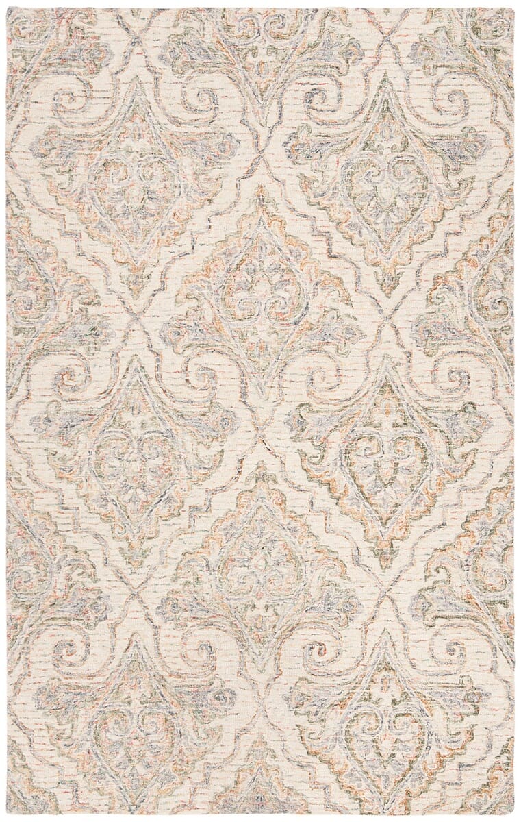 Safavieh Aubusson Aub103A Ivory / Green Damask Area Rug