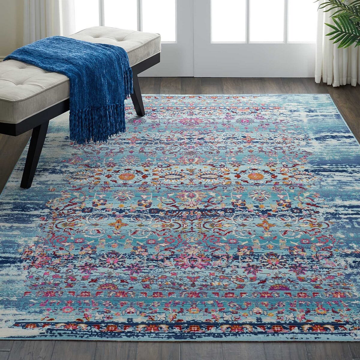 Nourison Vintage Kashan Vka02 Blue Vintage / Distressed Area Rug