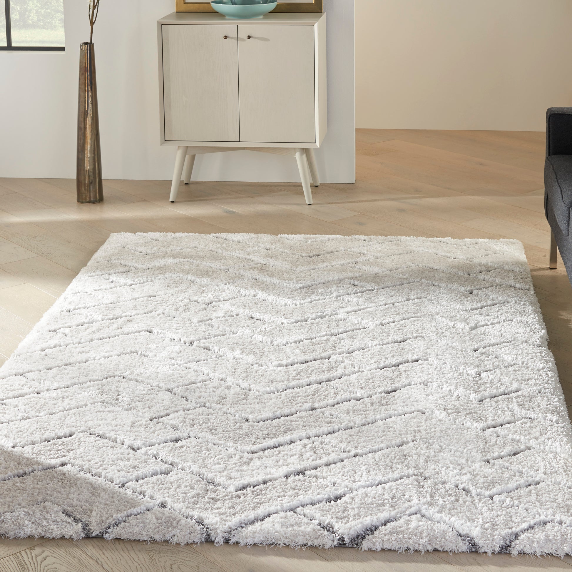 Nourison Dreamy Shag Drs03 Ivory/Grey Area Rug