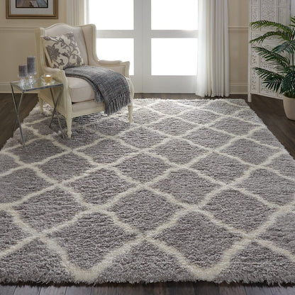 Nourison Luxe Shag Lxs02 Grey Shag Area Rug